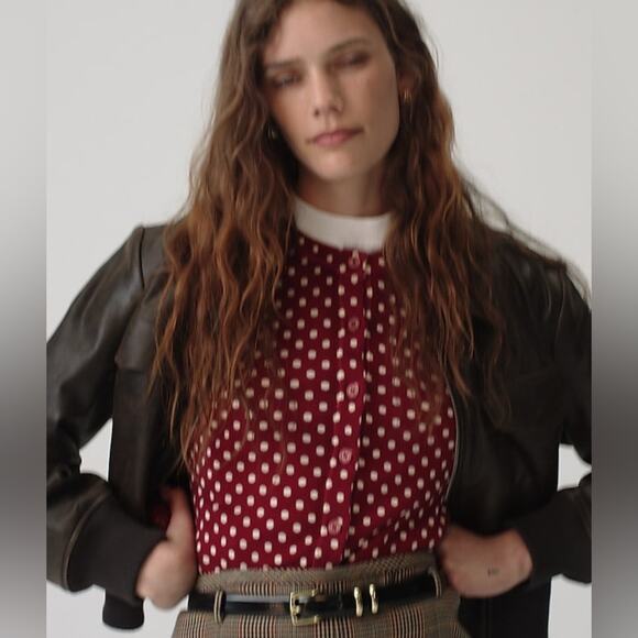 J. CREW Carolyn cardigan in polka-dot merino wool Burgundy Dot Classy Soft NWT S - Picture 4 of 9